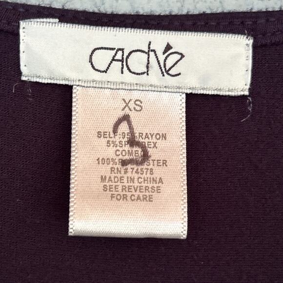 Cache Top womens size XS sleeveless black Jersey Chiffon Waterfall Ruffle Witchy - Picture 7 of 8